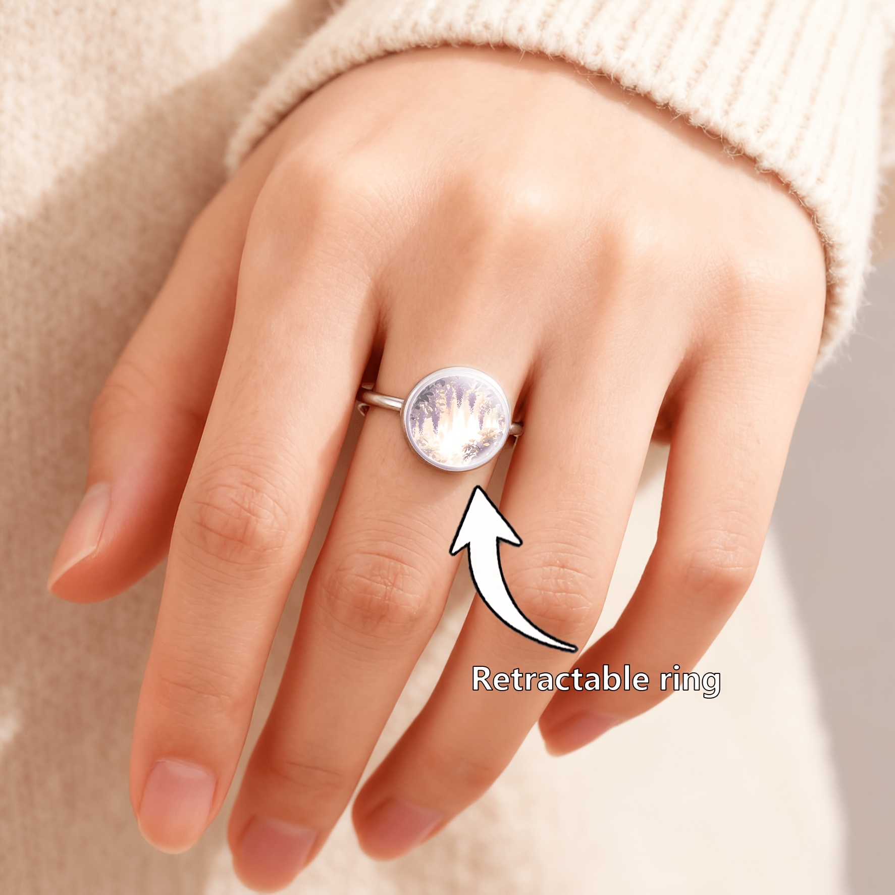 Women's Elegant Purple Vine Drooping Open Ring